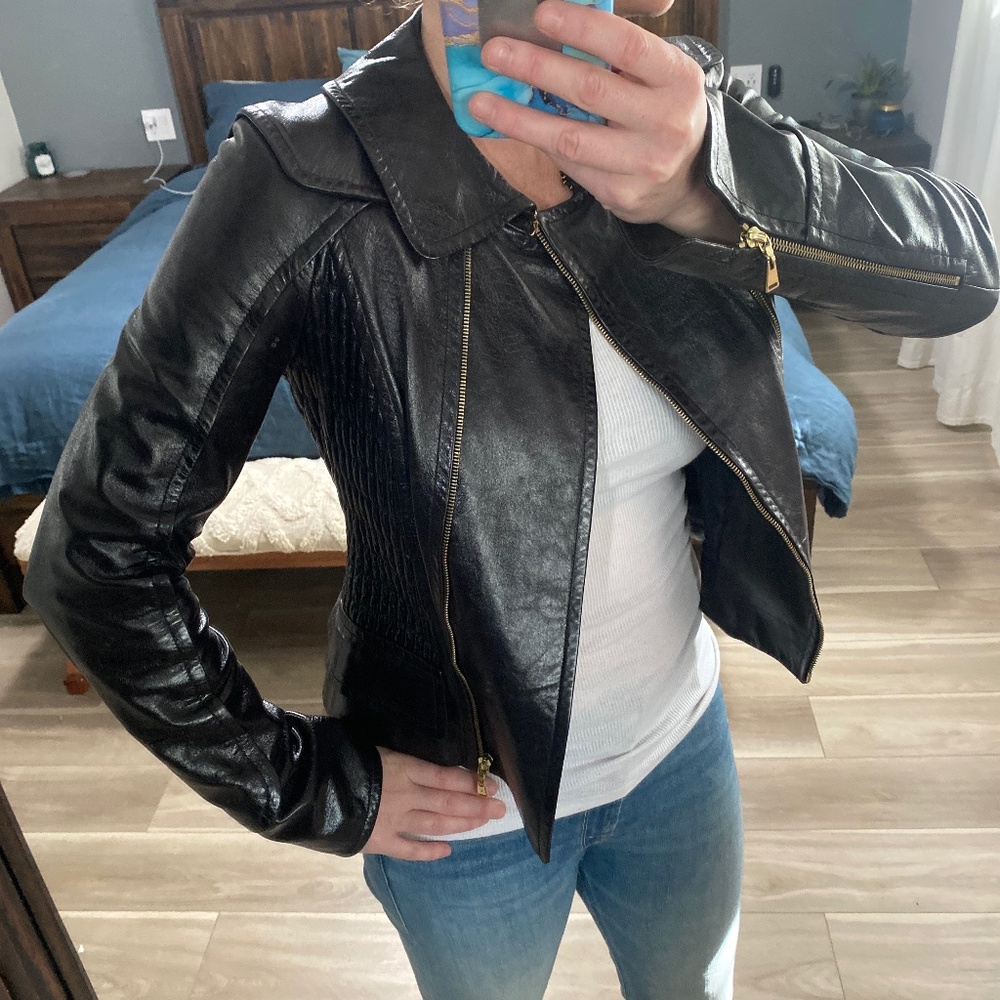 Louis Vuitton Leather Bomber Jacket  40